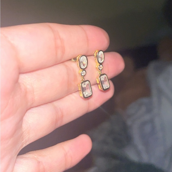 Sterling Silver 925 gold plated crystal earrings - Picture 3 of 3